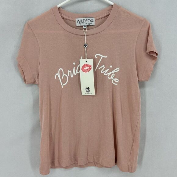 NWT Wildfox Women’s XS Pink Blush Bride Tribe Short Sleeve Crew Neck Tee - Picture 4 of 9
